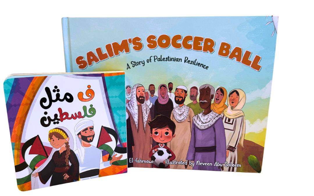 Palestine Book Bundle featuring Salim’s Soccer Ball and P is for Palestine, two illustrated children’s books celebrating Palestinian culture and identity